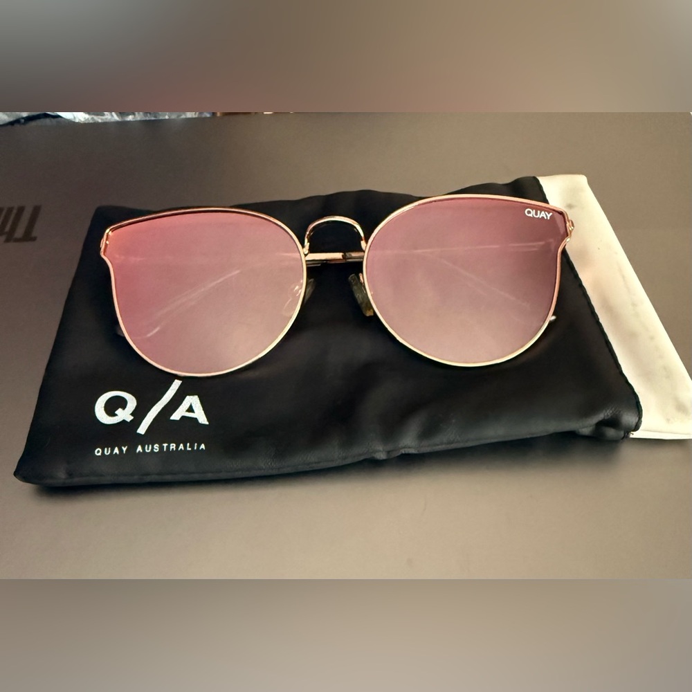 QUAY All My Love in Rose Gold & Pink Mirror Cat Eye Sunglasses